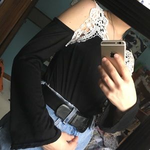 Tops - π» Cold Shoulder Top with Lace Collar Detail π» Tops - π» Cold Shoulder Top with Lace Collar Detail π»